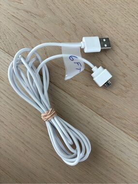 White Micro USB to USB Charging & Data Cable,6ft